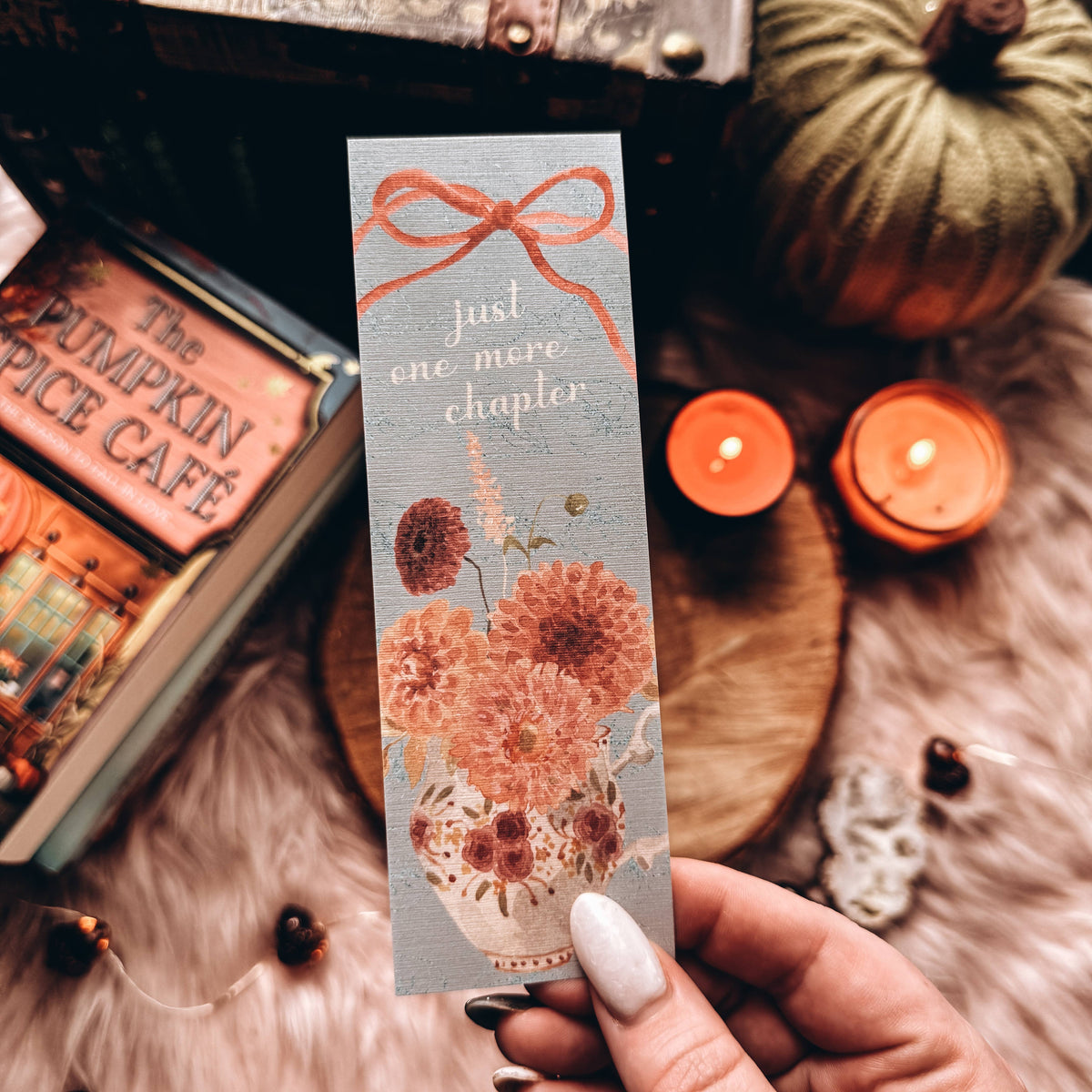Fall Floral Just One More Chapter Bow Bookmark