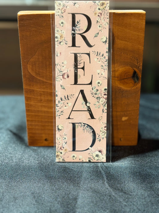 “READ” Pink, Floral, Bookmark