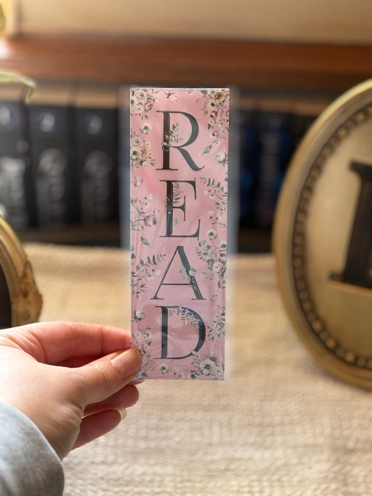 “READ” Pink, Floral, Bookmark