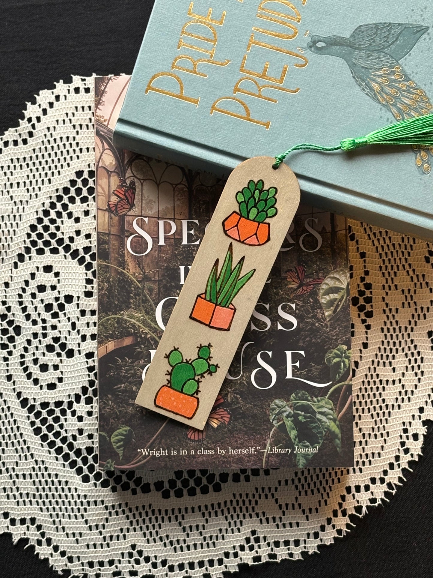 Wood Burned Bookmark With Succulents