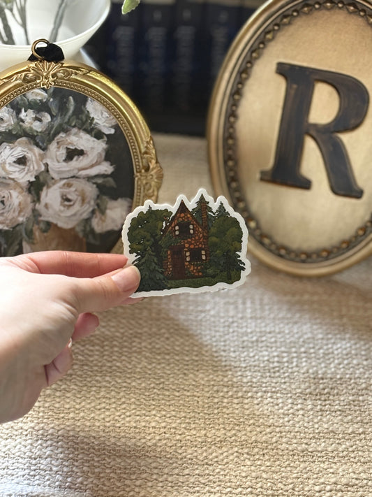 Cottagecore Storybook House in the Forest Sticker