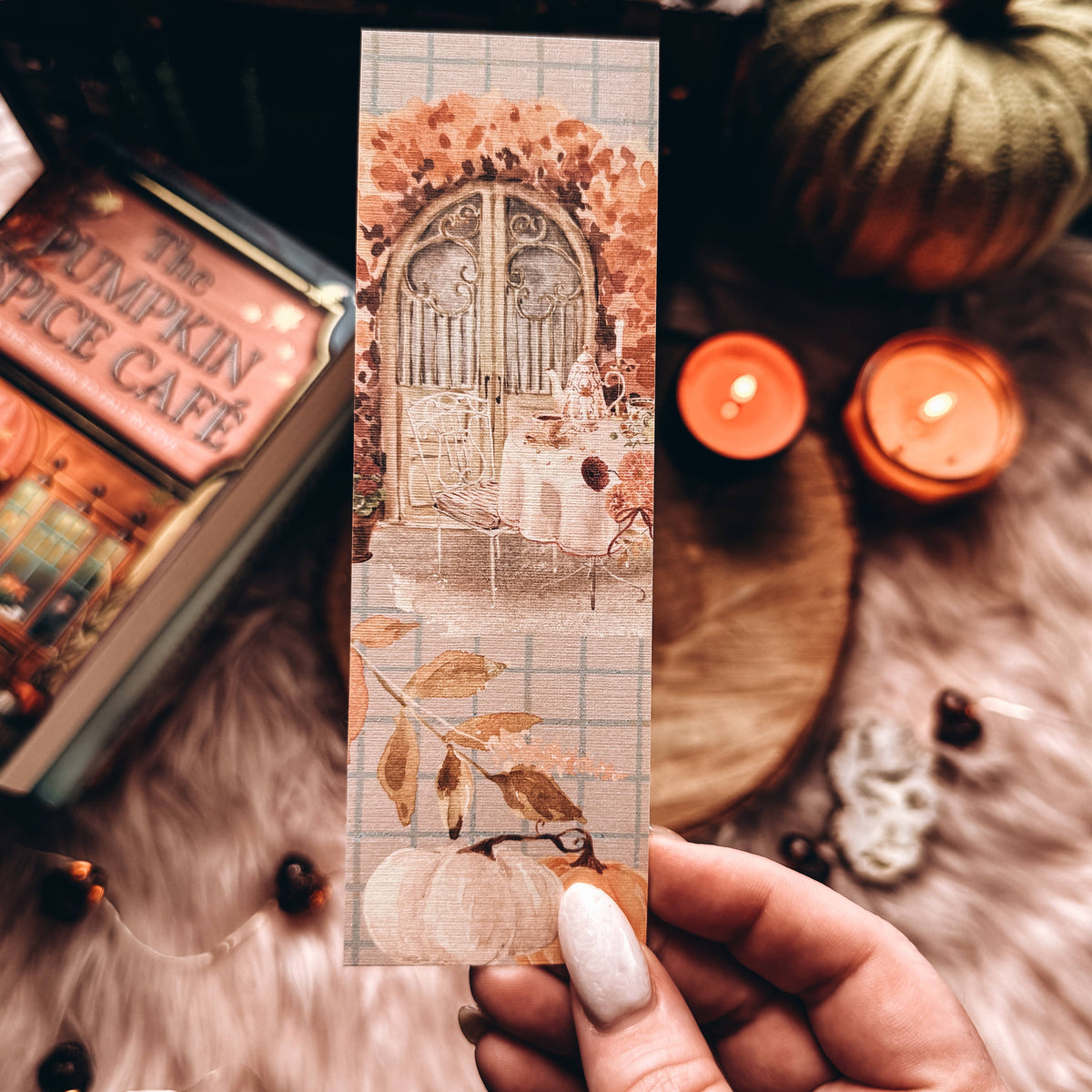 Pumpkin Teatime Fall Bookmark, Soft Girl Vanilla Autumn