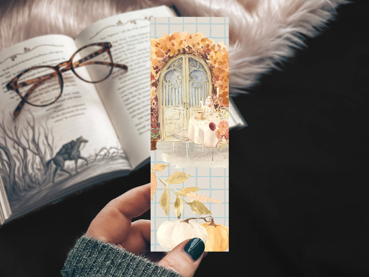 Pumpkin Teatime Fall Bookmark, Soft Girl Vanilla Autumn