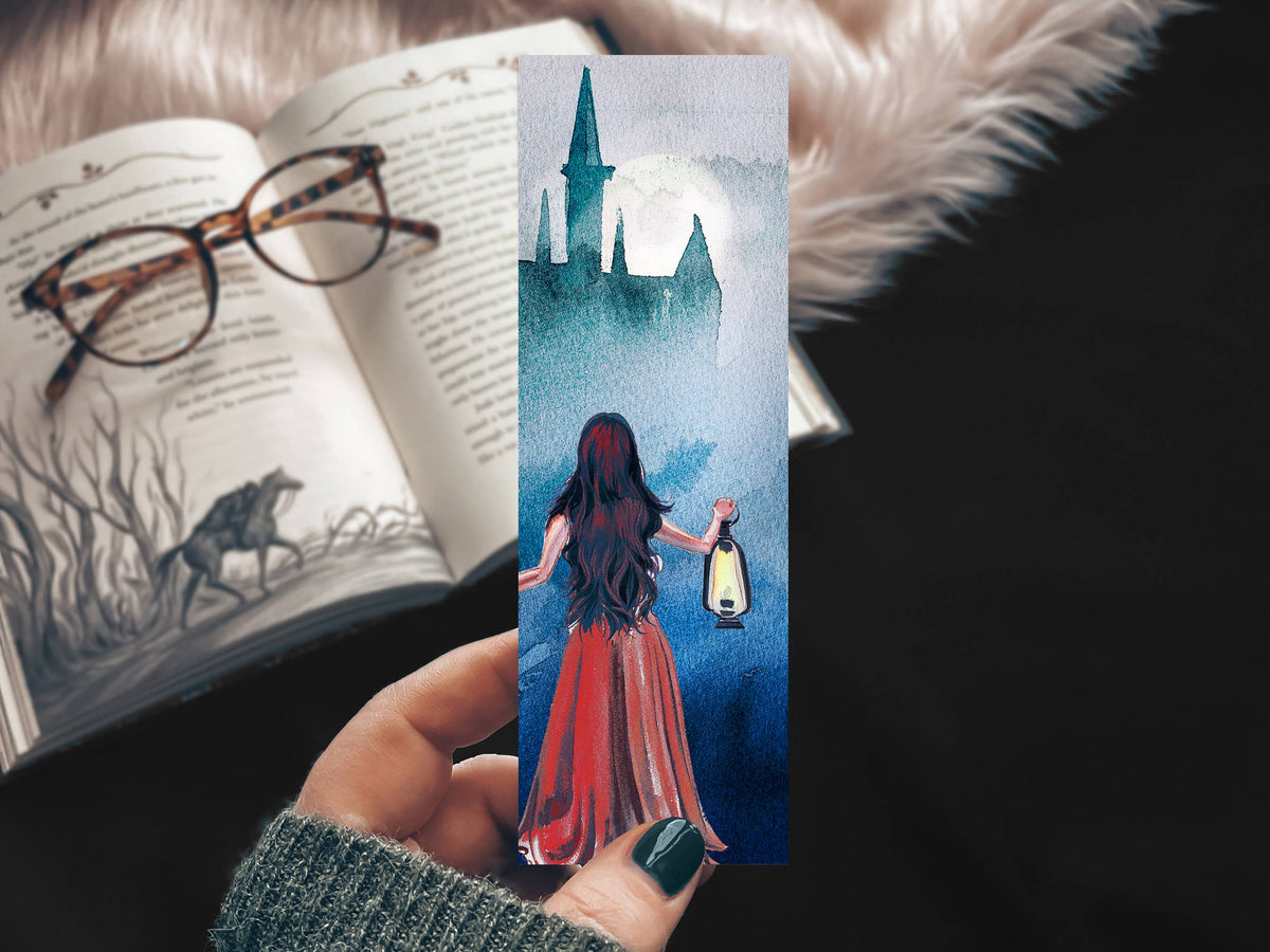 Gothic Castle Girl Watercolor Handmade Bookmark