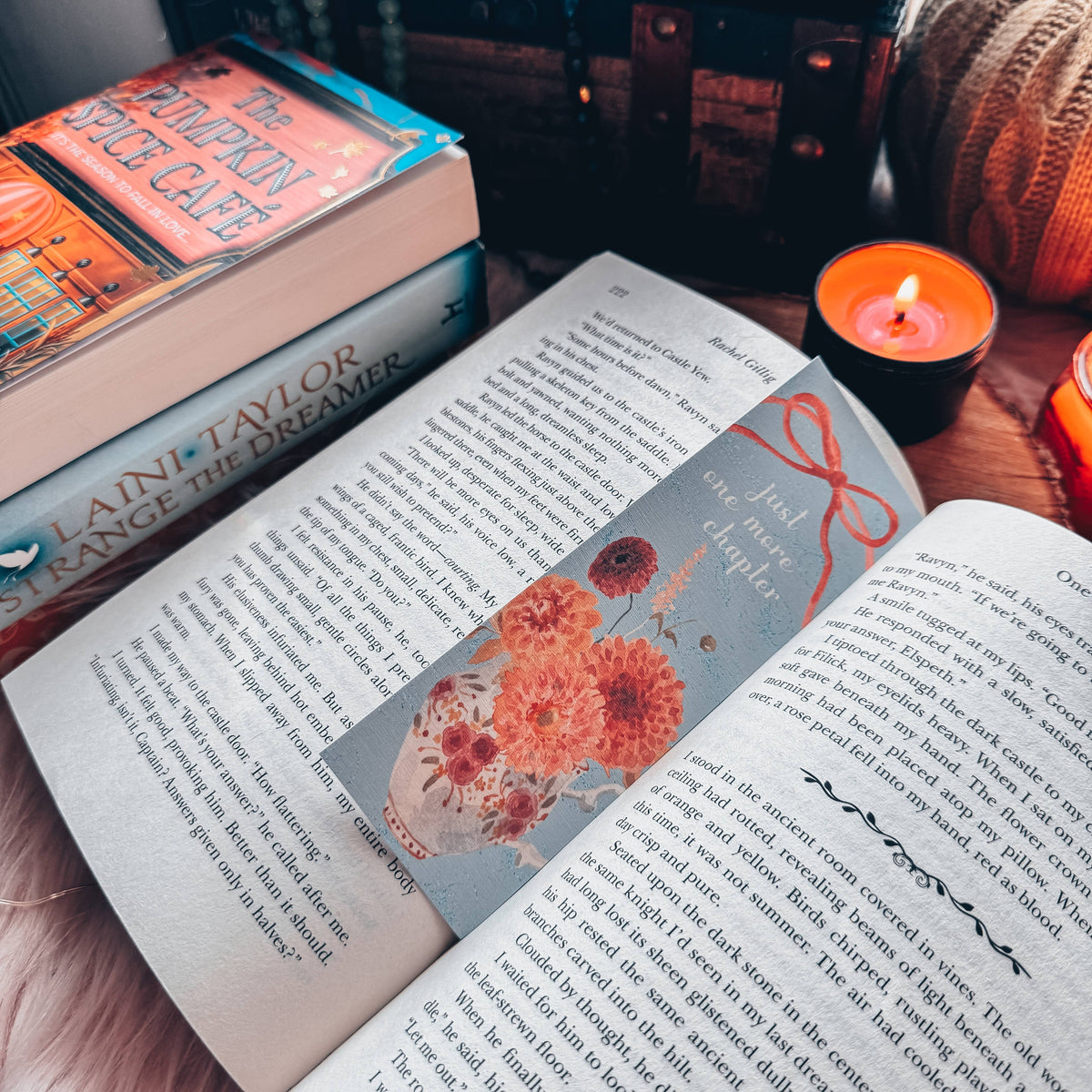 Fall Floral Just One More Chapter Bow Bookmark