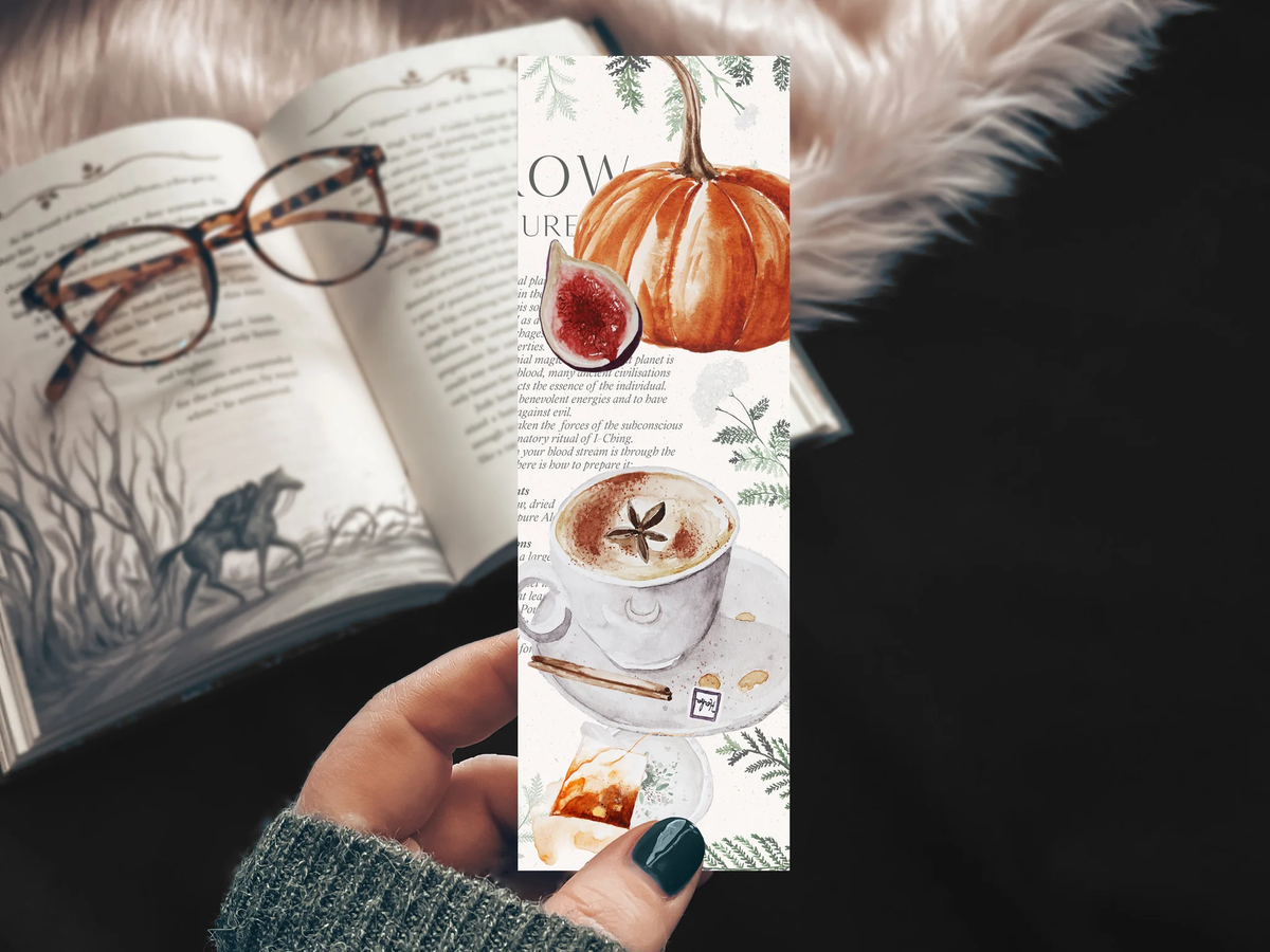 Pumpkin Spice Watercolor Handmade Bookmark