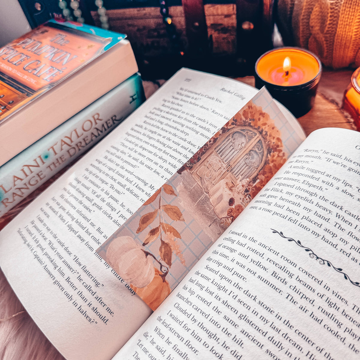 Pumpkin Teatime Fall Bookmark, Soft Girl Vanilla Autumn