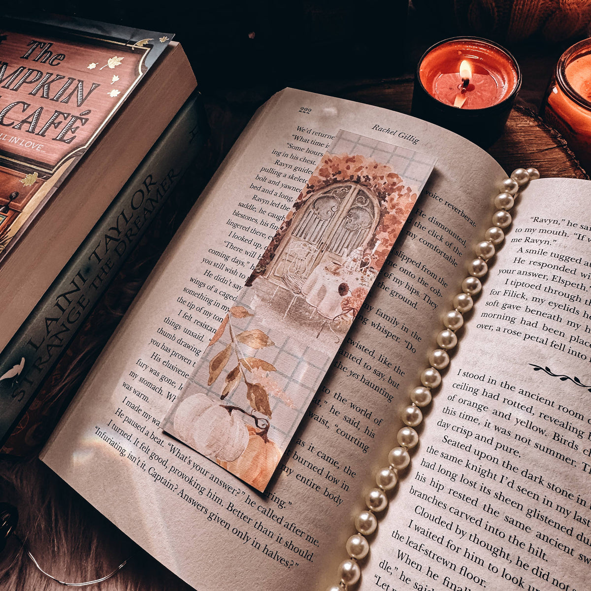 Pumpkin Teatime Fall Bookmark, Soft Girl Vanilla Autumn