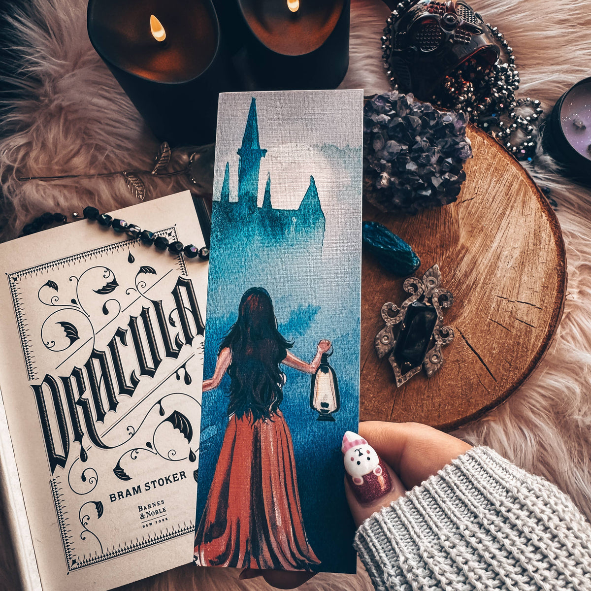 Gothic Castle Girl Watercolor Handmade Bookmark