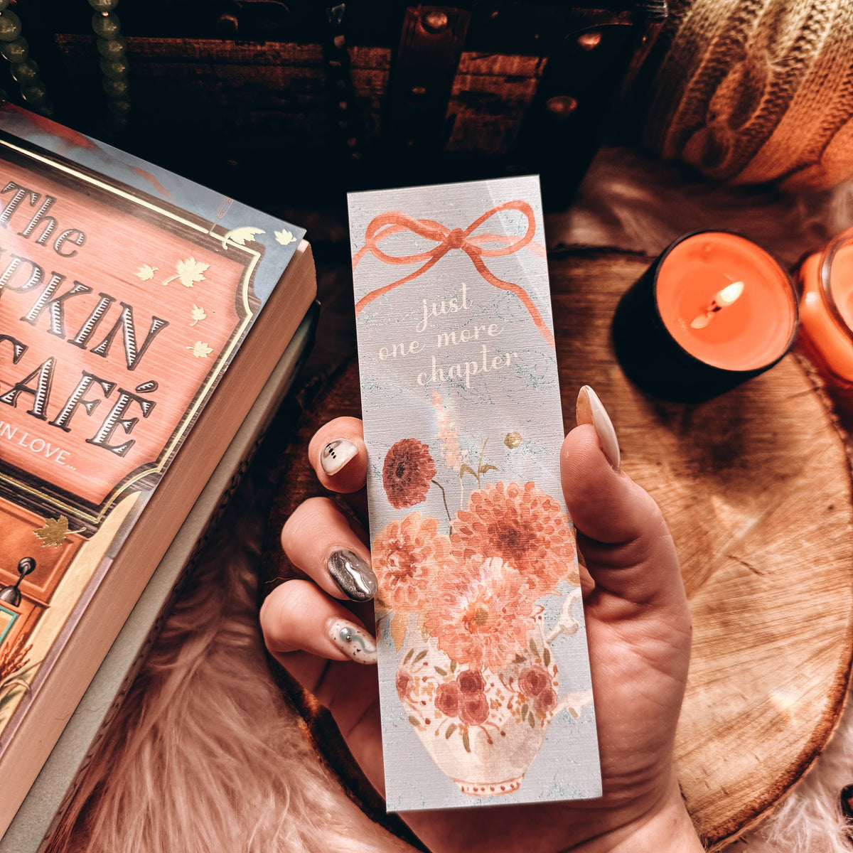 Fall Floral Just One More Chapter Bow Bookmark